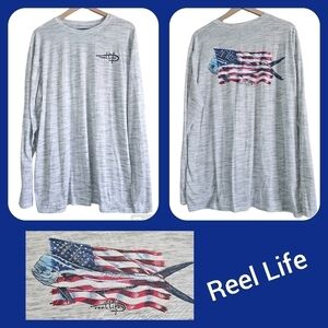 REEL LIFE AMERICAN FLAG MAHI MAHI LONG SLEEVE TEE